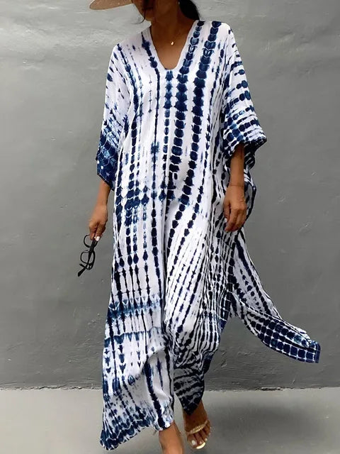 Anna-Berg | Sculpted Caftan Printed Flowing Relaxed Fit Summer Maxi Dress