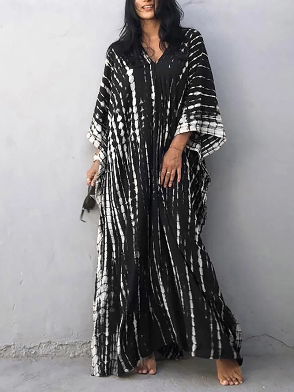 Anna-Berg | Sculpted Caftan Printed Flowing Relaxed Fit Summer Maxi Dress