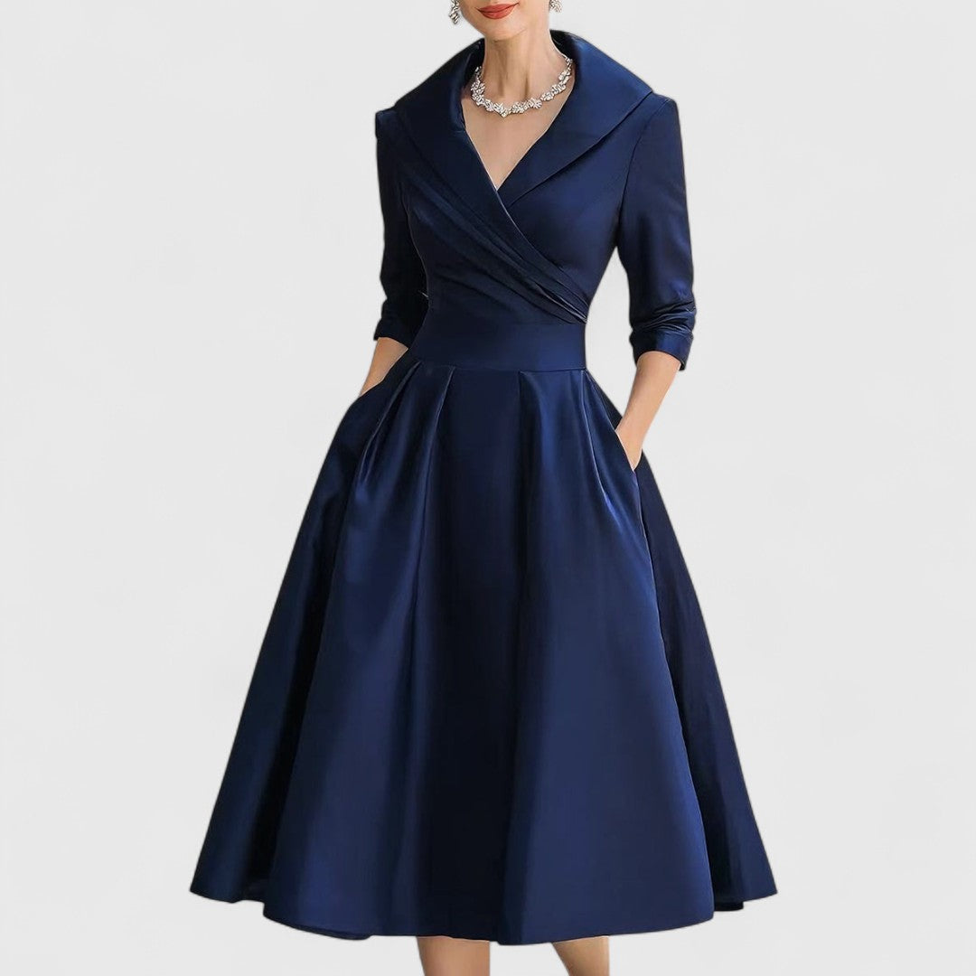 Anna-Berg | Flowing Midi Flared With Wrap Neckline Made to Turn Heads