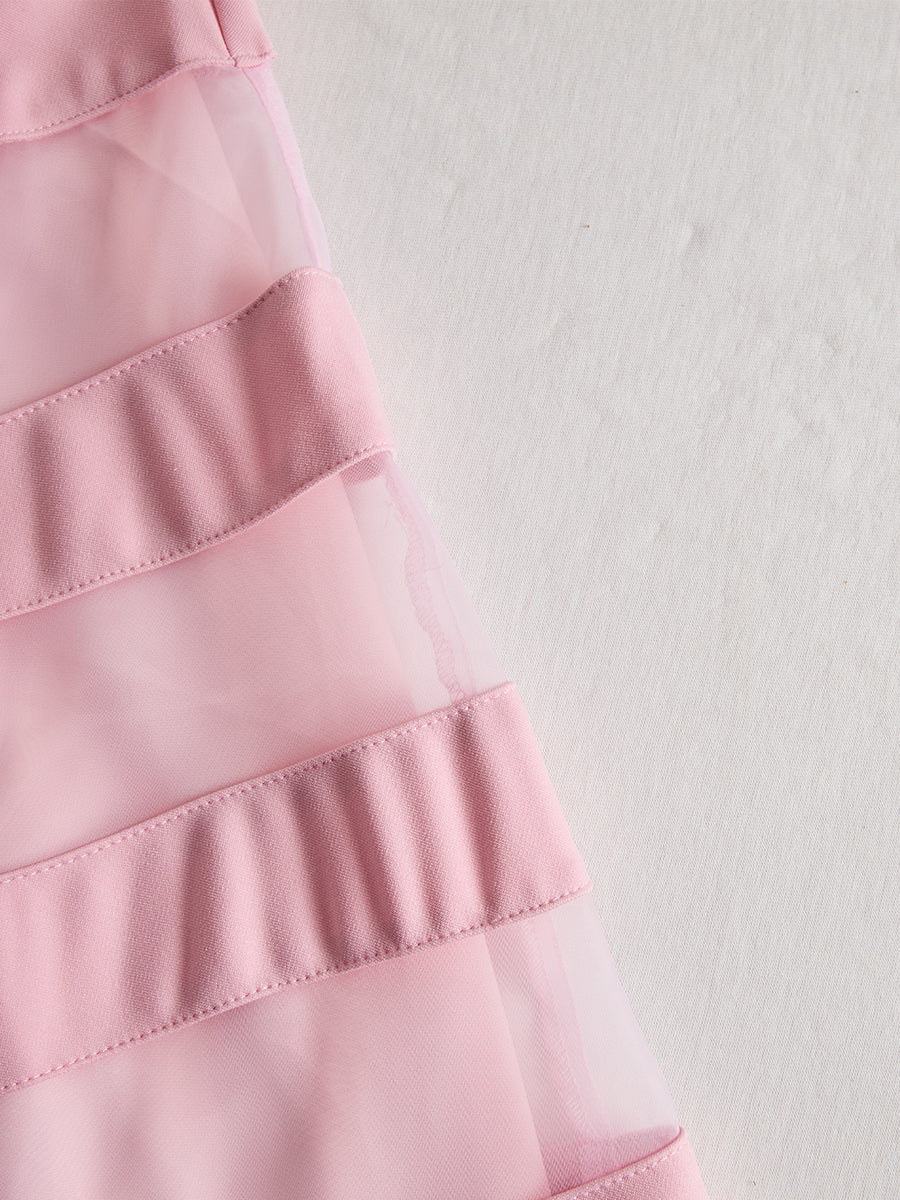 Anna-Berg | Elegant Sheer Panel Flared Midi Dress