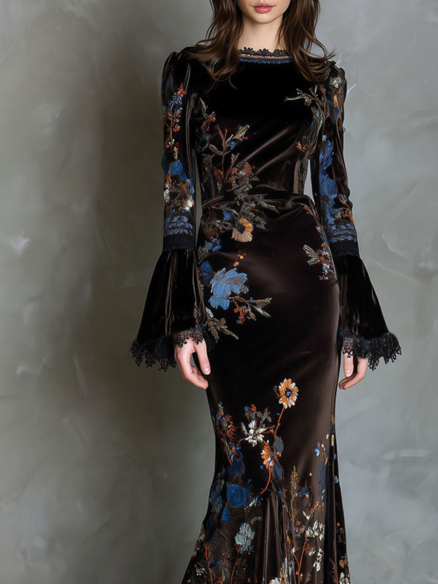Anna-Berg | Velvet Floral Elegance Evening Dress