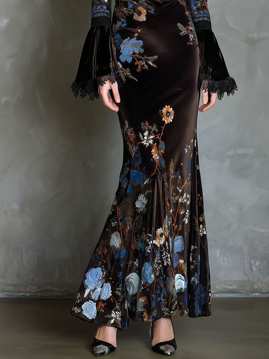 Anna-Berg | Velvet Floral Elegance Evening Dress
