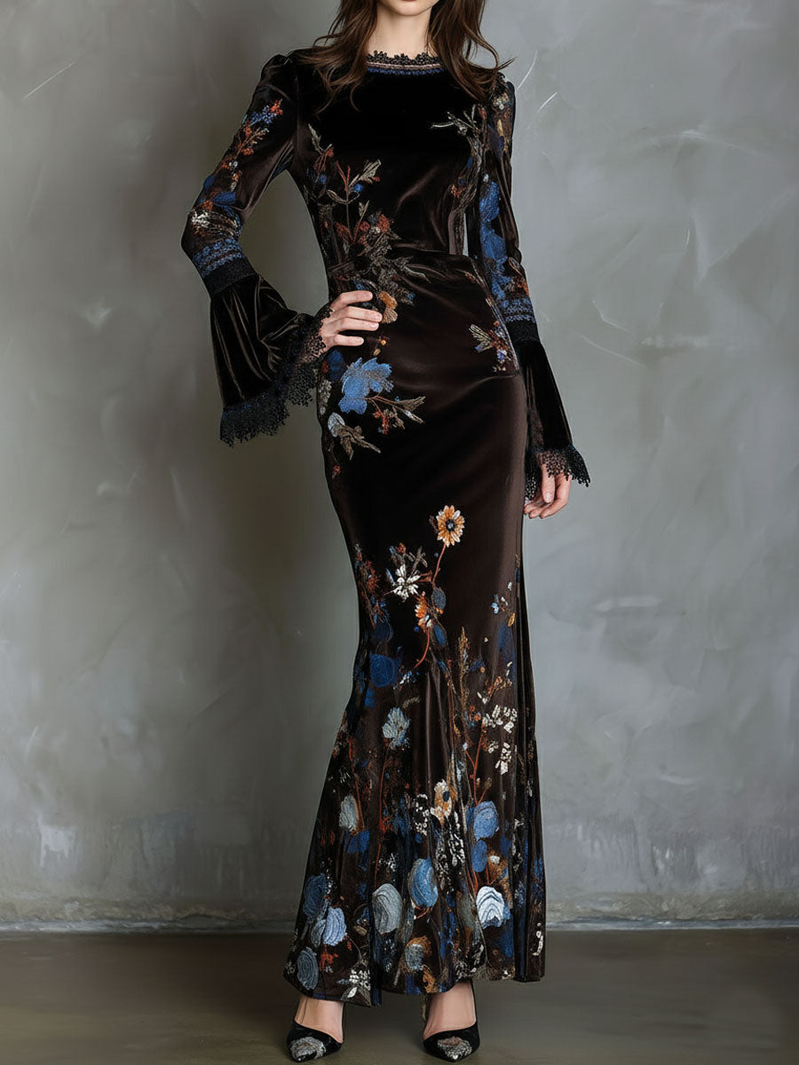 Anna-Berg | Velvet Floral Elegance Evening Dress