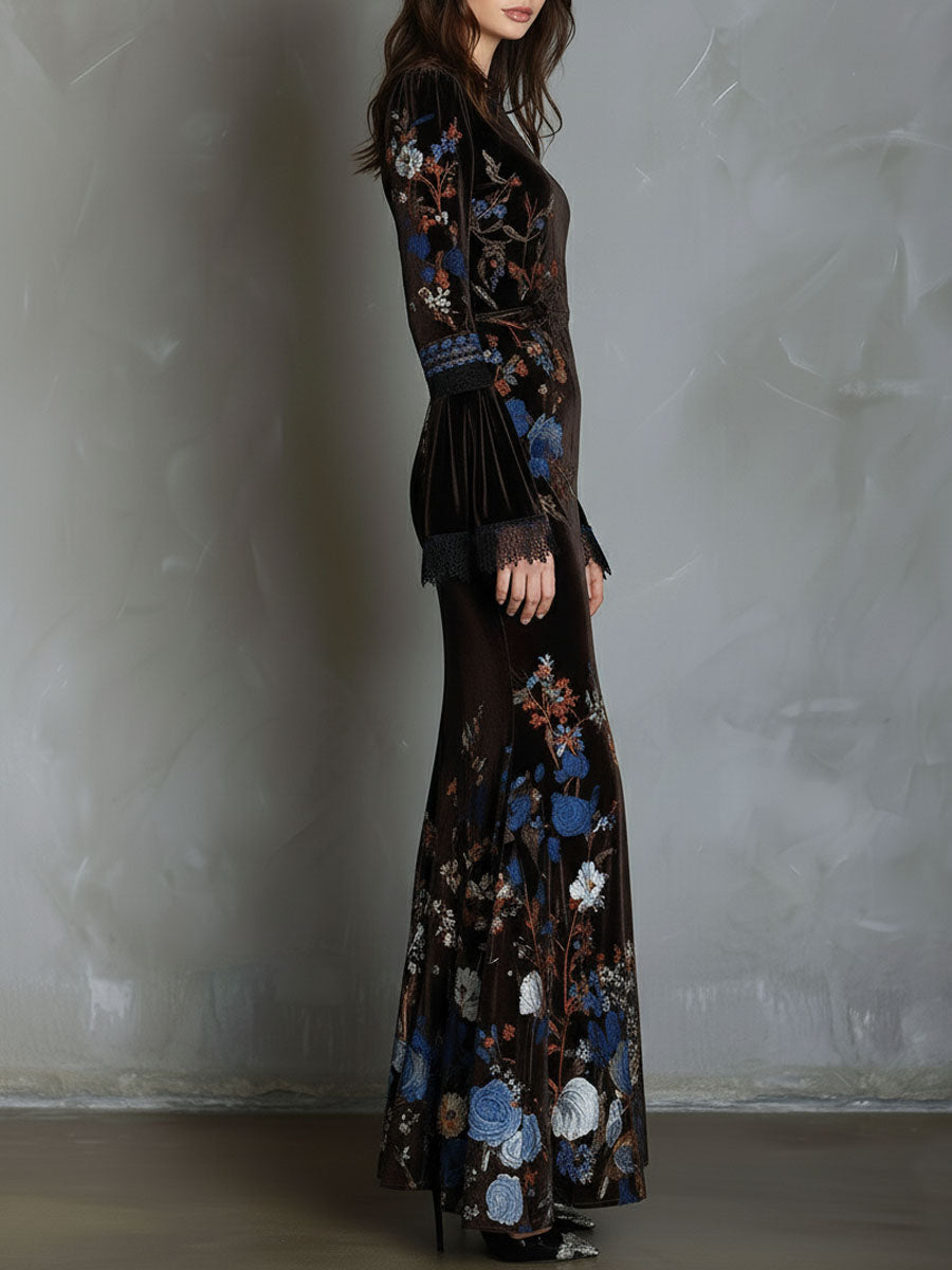 Anna-Berg | Velvet Floral Elegance Evening Dress