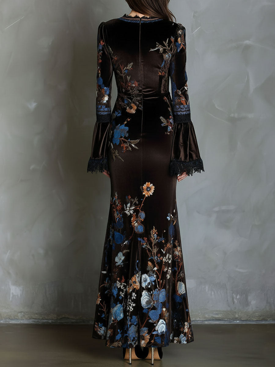 Anna-Berg | Velvet Floral Elegance Evening Dress