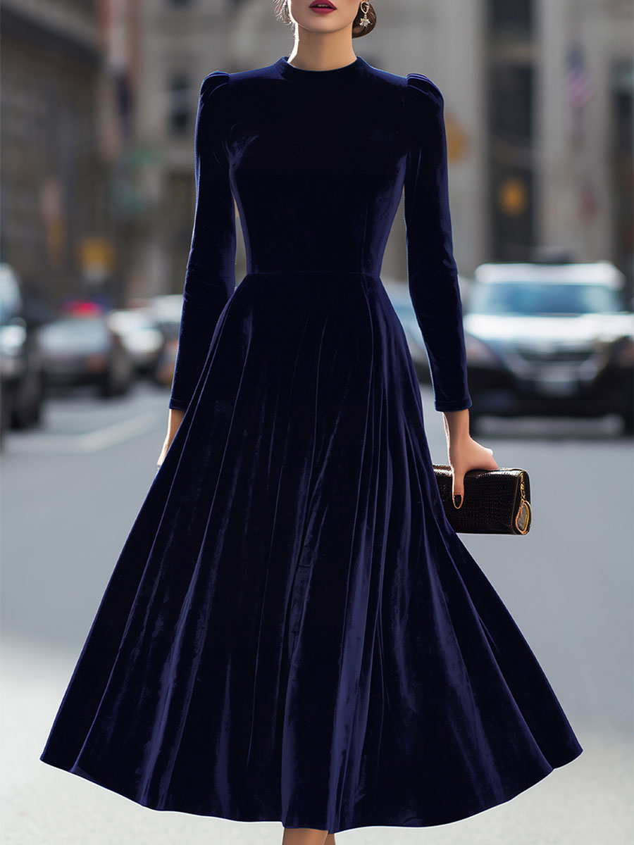 Anna-Berg | Luxurious Velvet Long-Sleeve Midi Dress