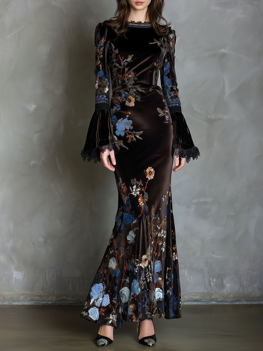 Anna-Berg | Velvet Floral Elegance Evening Dress