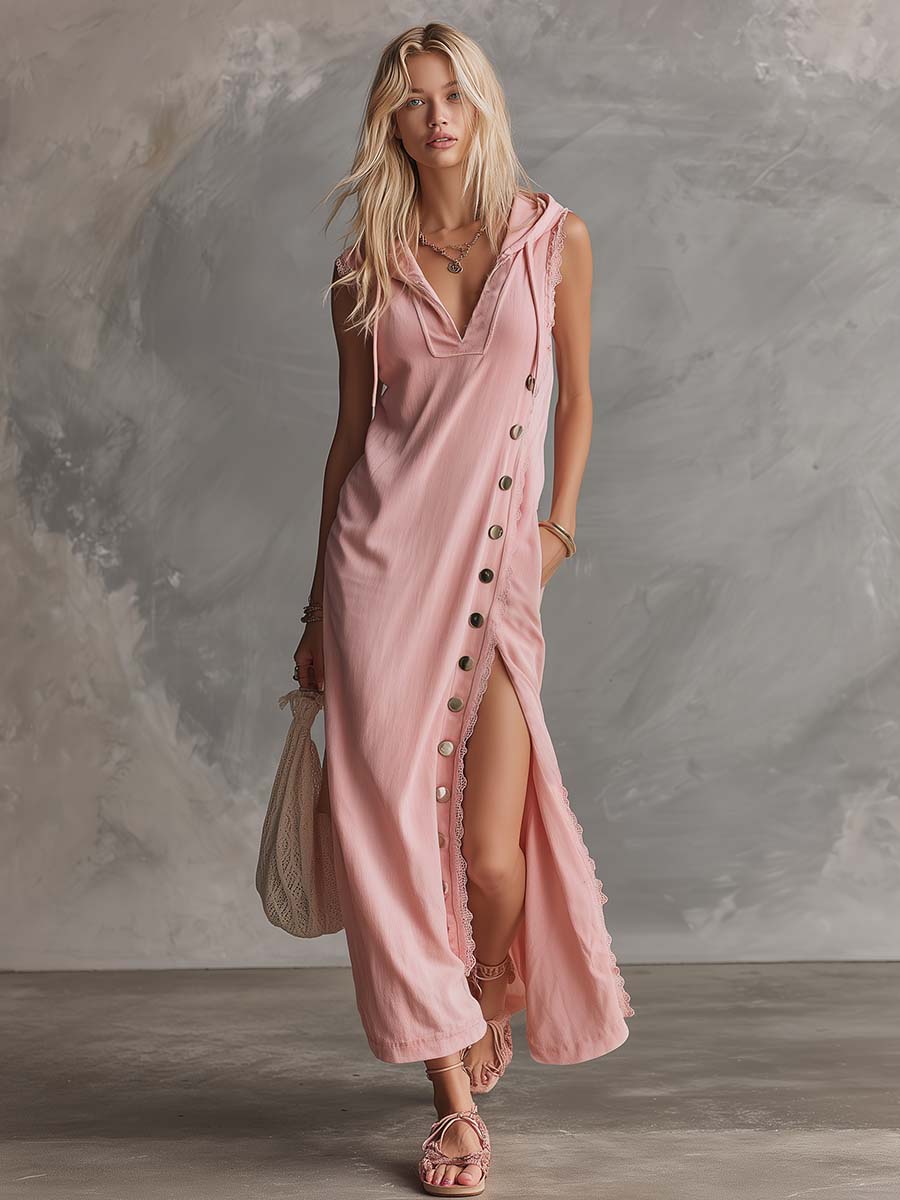 Anna-Berg | Pink Lace V-Neck Evening Dress