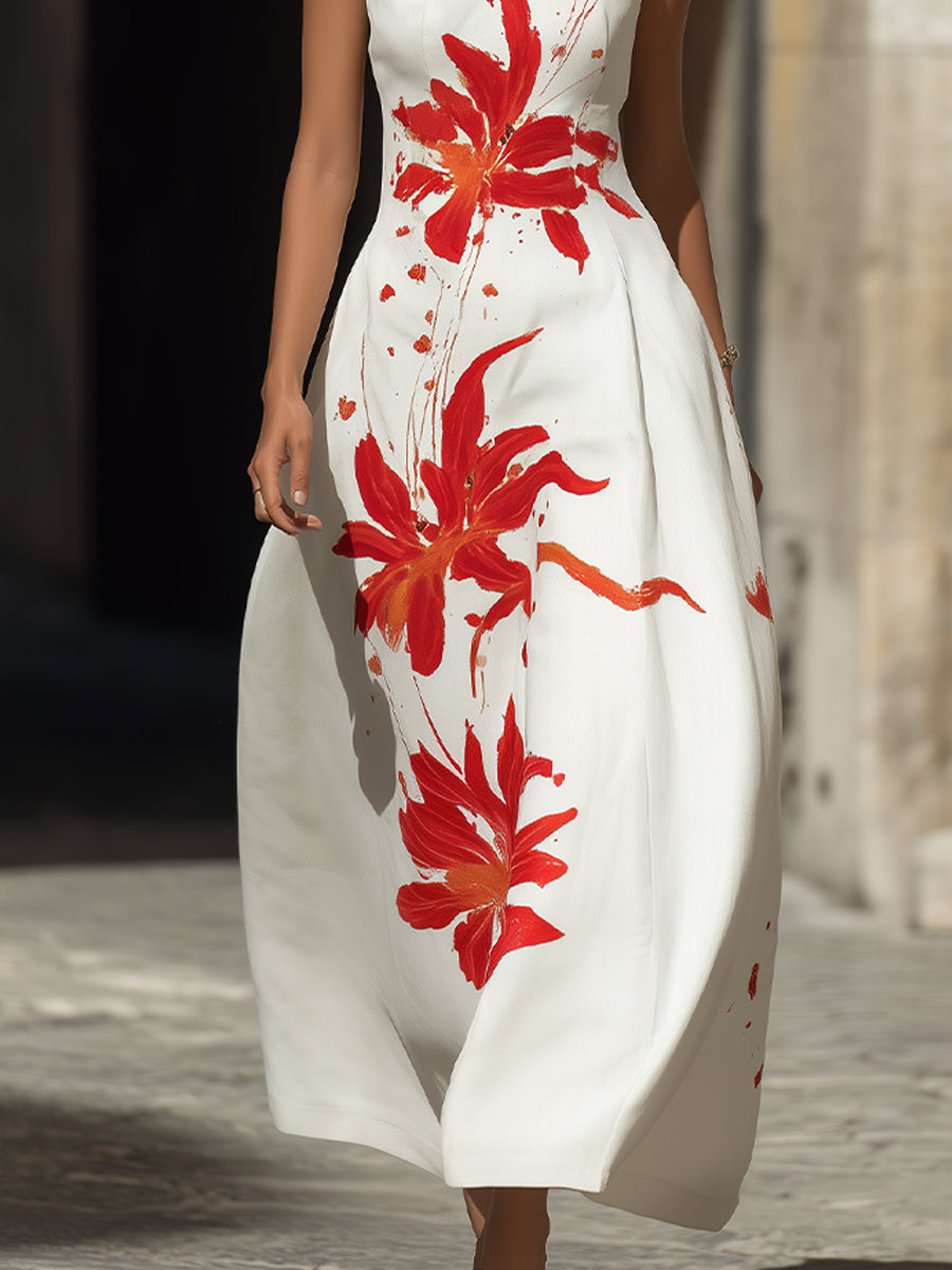 Anna-Berg | Modern Mandarin Collar Floral Dress