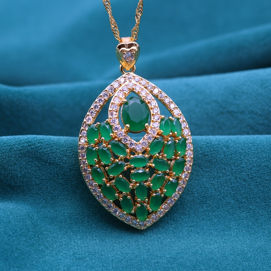 Elegant Multicolored Cubic Zirconia Hanging Necklace