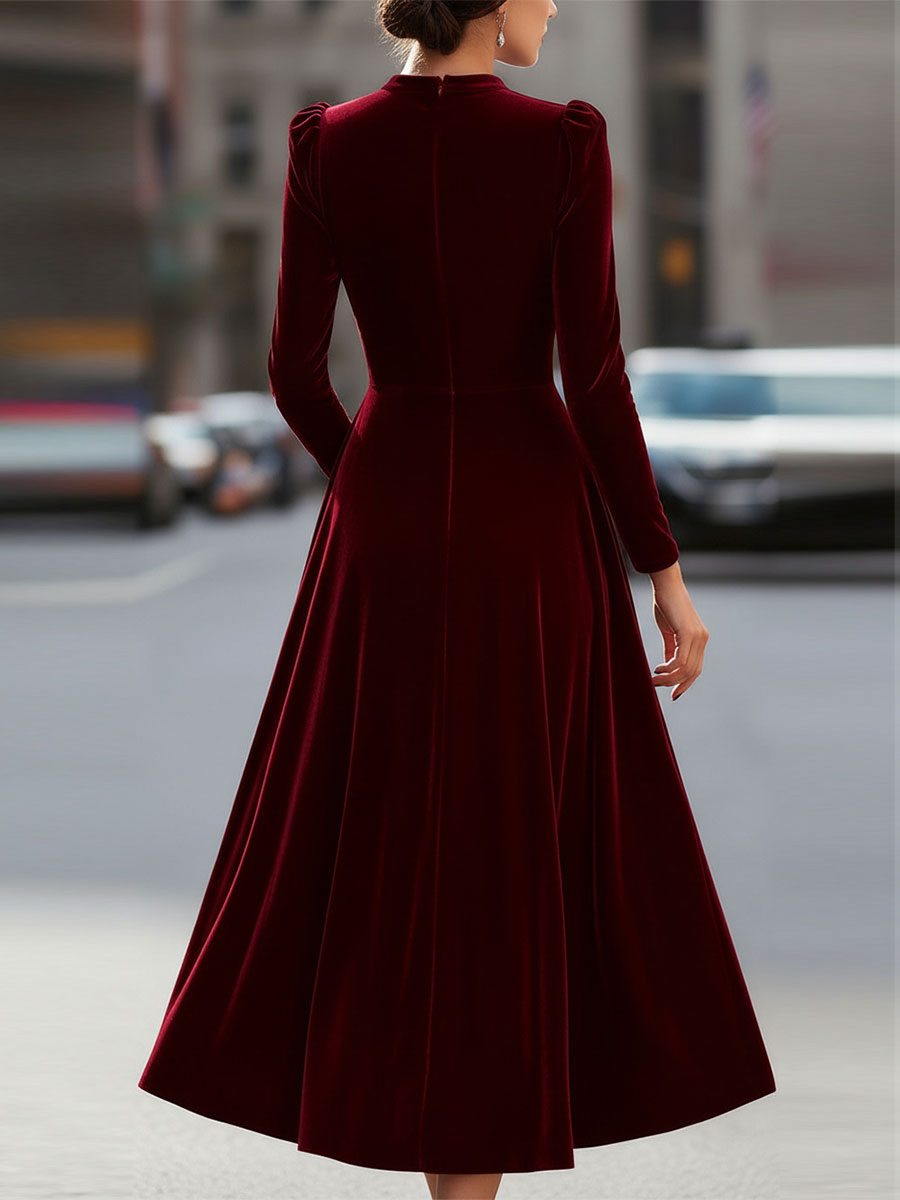 Anna-Berg | Luxurious Velvet Long-Sleeve Midi Dress
