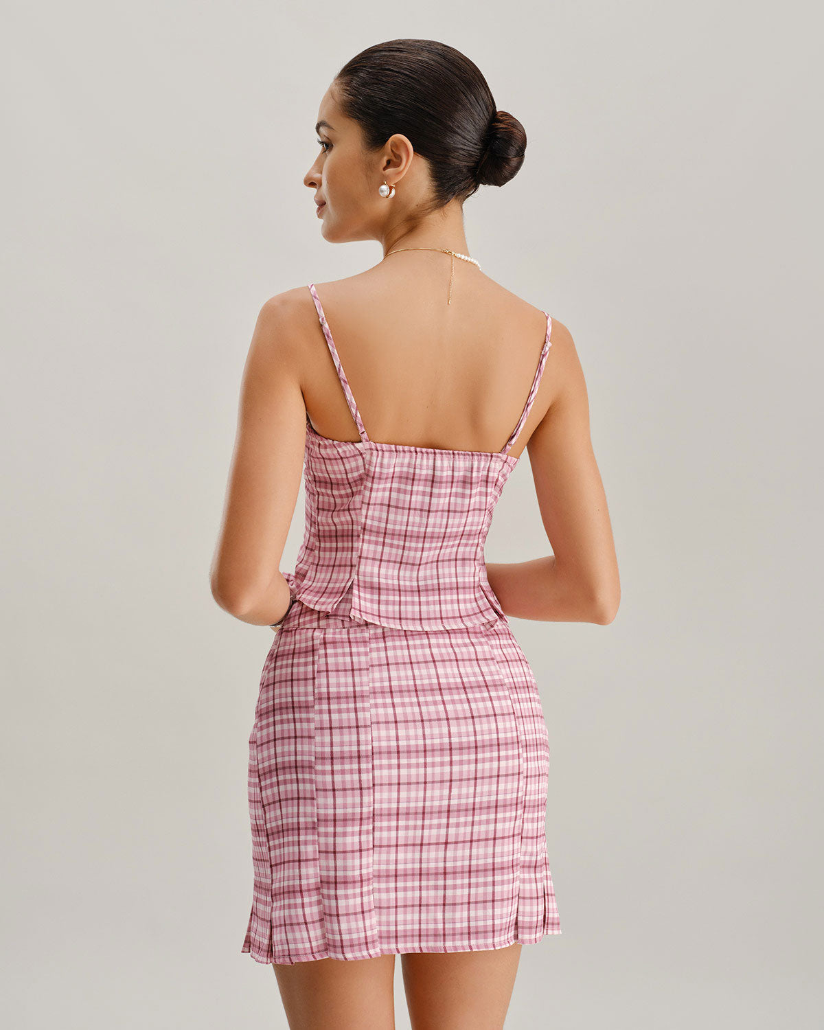 Anna-Berg | Pink Plaid Mini Skirt for Women