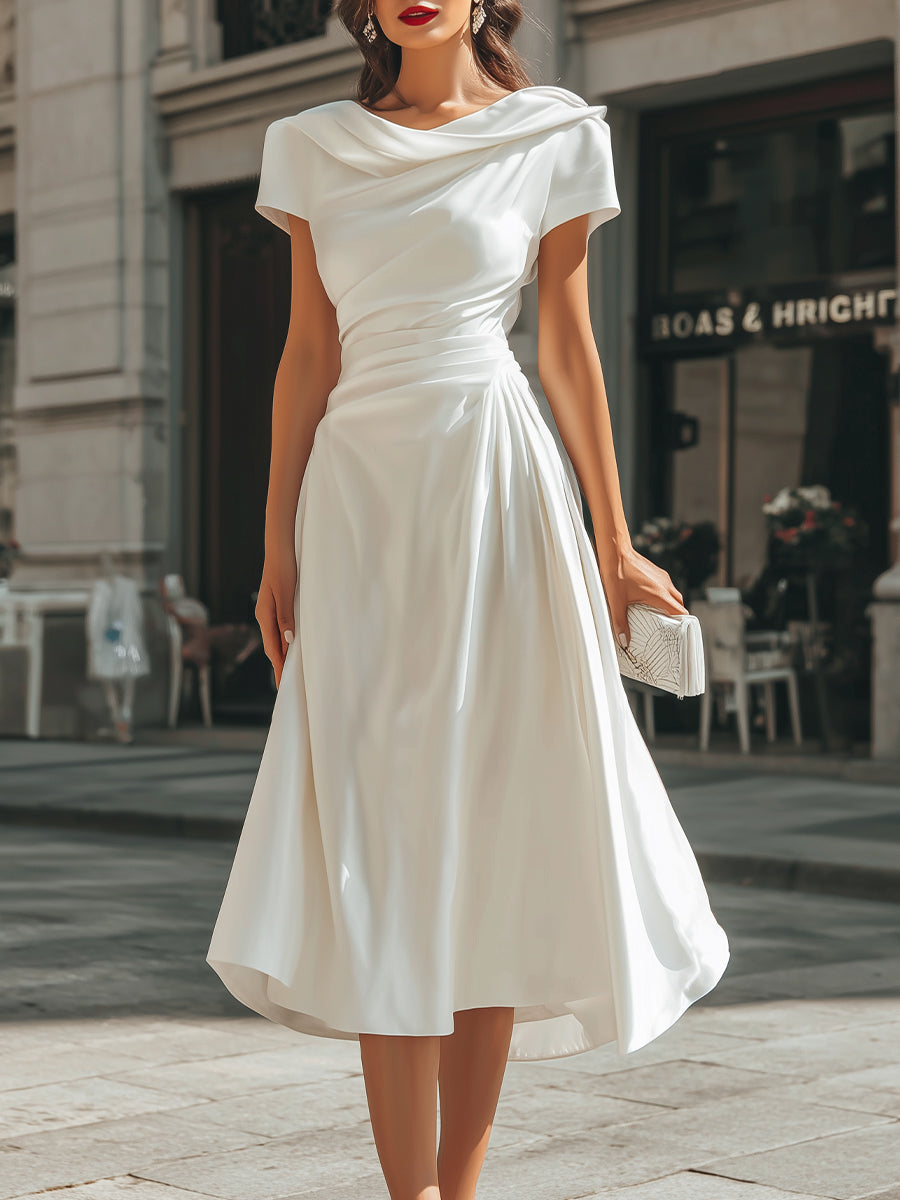 Anna-Berg | Draped Asymmetric Midi Dress