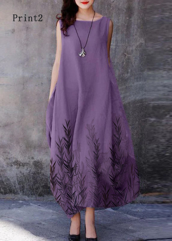Anna-Berg | Bohemian Purple O-Neck Extra Large Dress