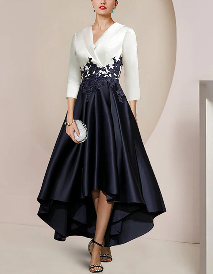 Anna-Berg | White Satin V-Neck Dress