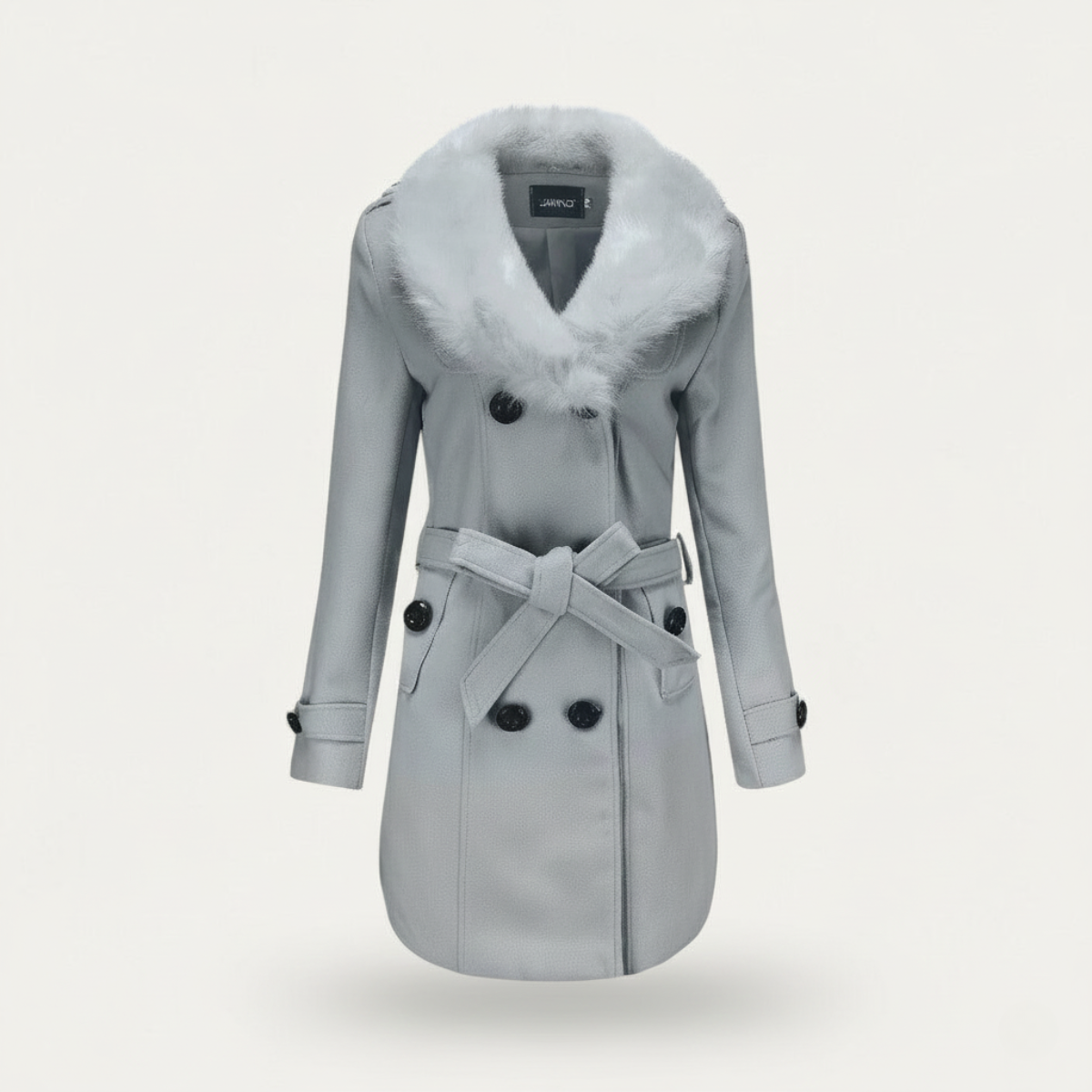 Anna-Berg | Trench Coat, Double-Breasted, Belted, Faux Fur Collar