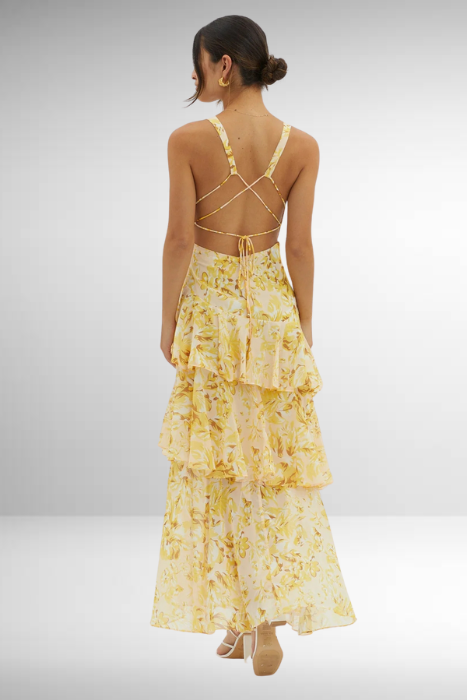 Anna-Berg | Modern Maxi Dress With A V-neck And Ruffles