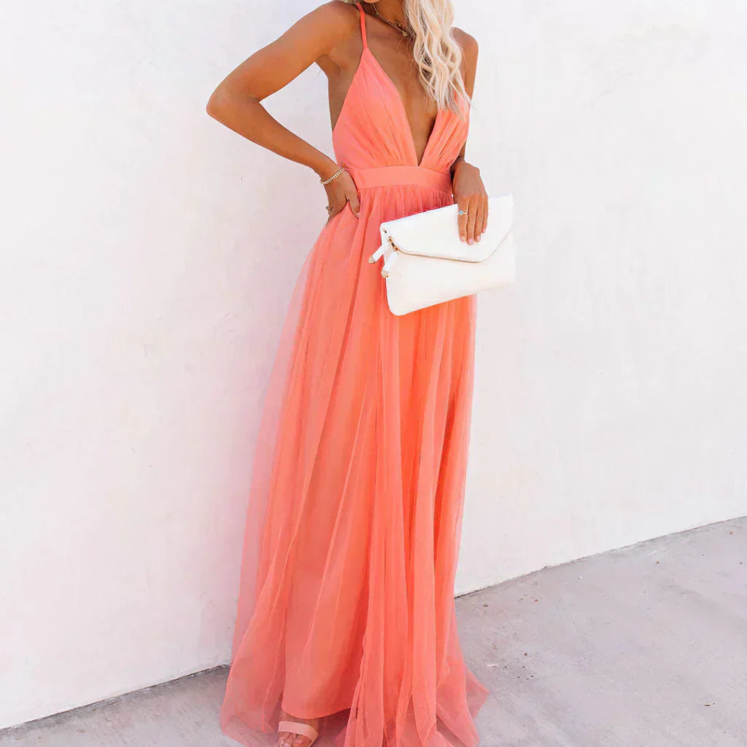 Anna-Berg | Refined Coral Light Maxi Dress Made to Turn Heads
