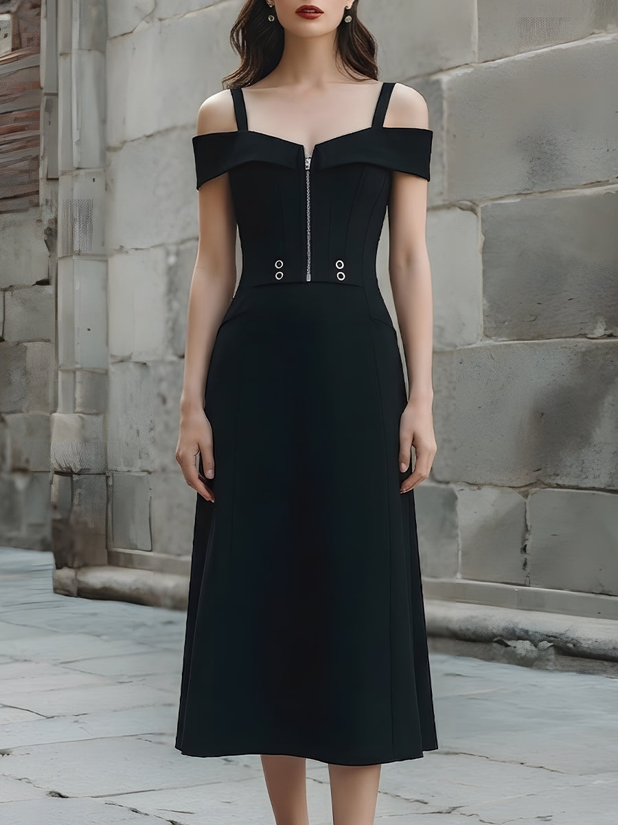 Anna-Berg | Off-Shoulder Strap Midi Dress