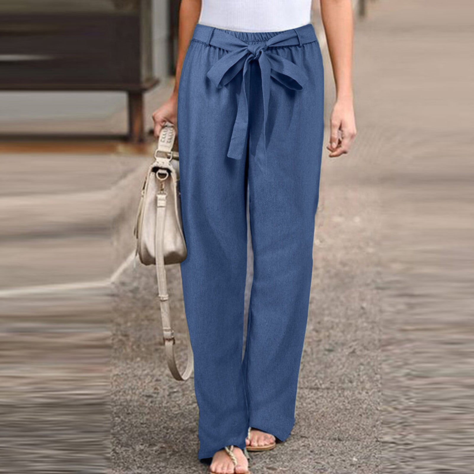 Anna-Berg | Timeless Wide Leg Pants Drawstring High Waist Casual