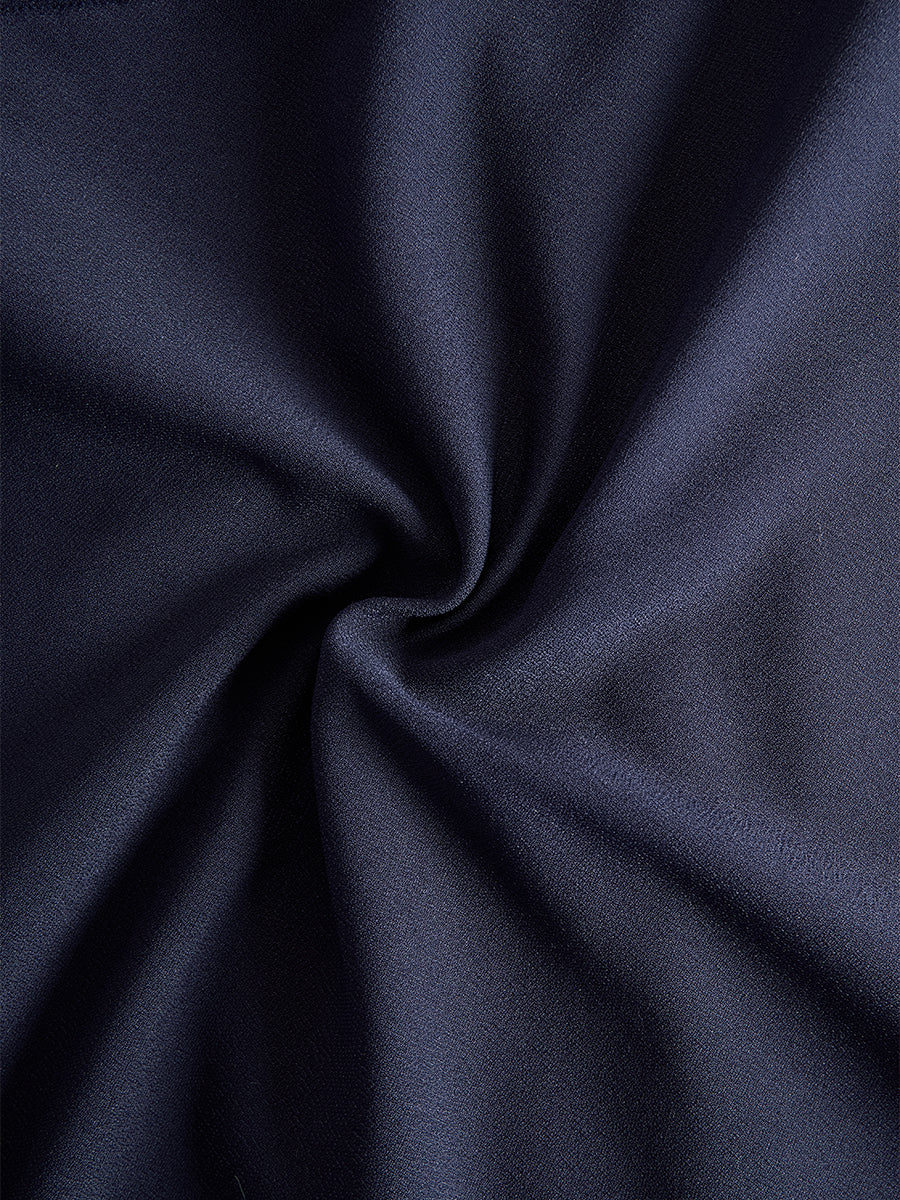 Anna-Berg | Elegant Navy Cape-Sleeve Midi Dress