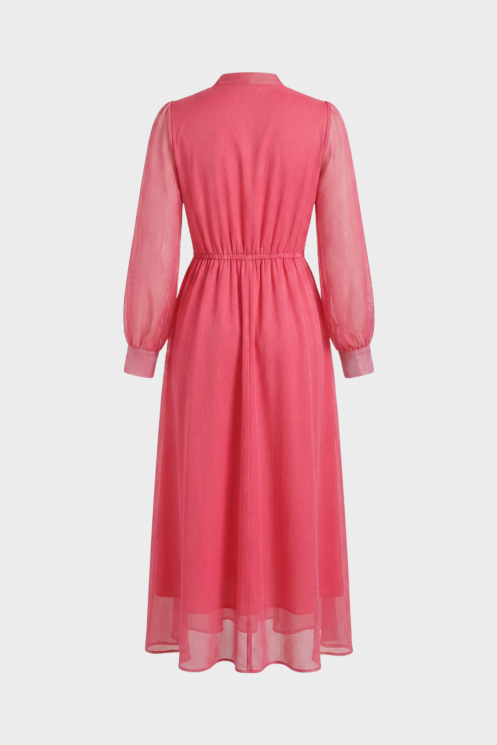 Anna-Berg | Chic Pink Chiffon Dress V-Neck in a Flattering Cut