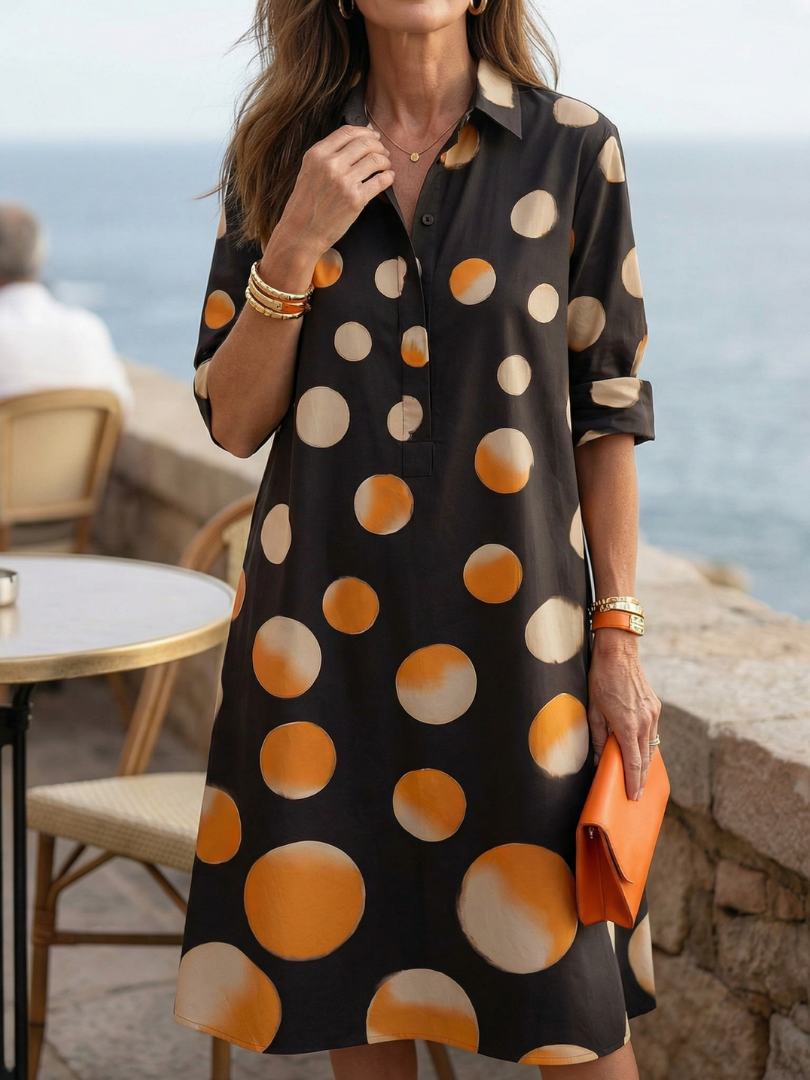 Anna-Berg | Romantic Warm Polka Dot Dress with a Timeless Finish