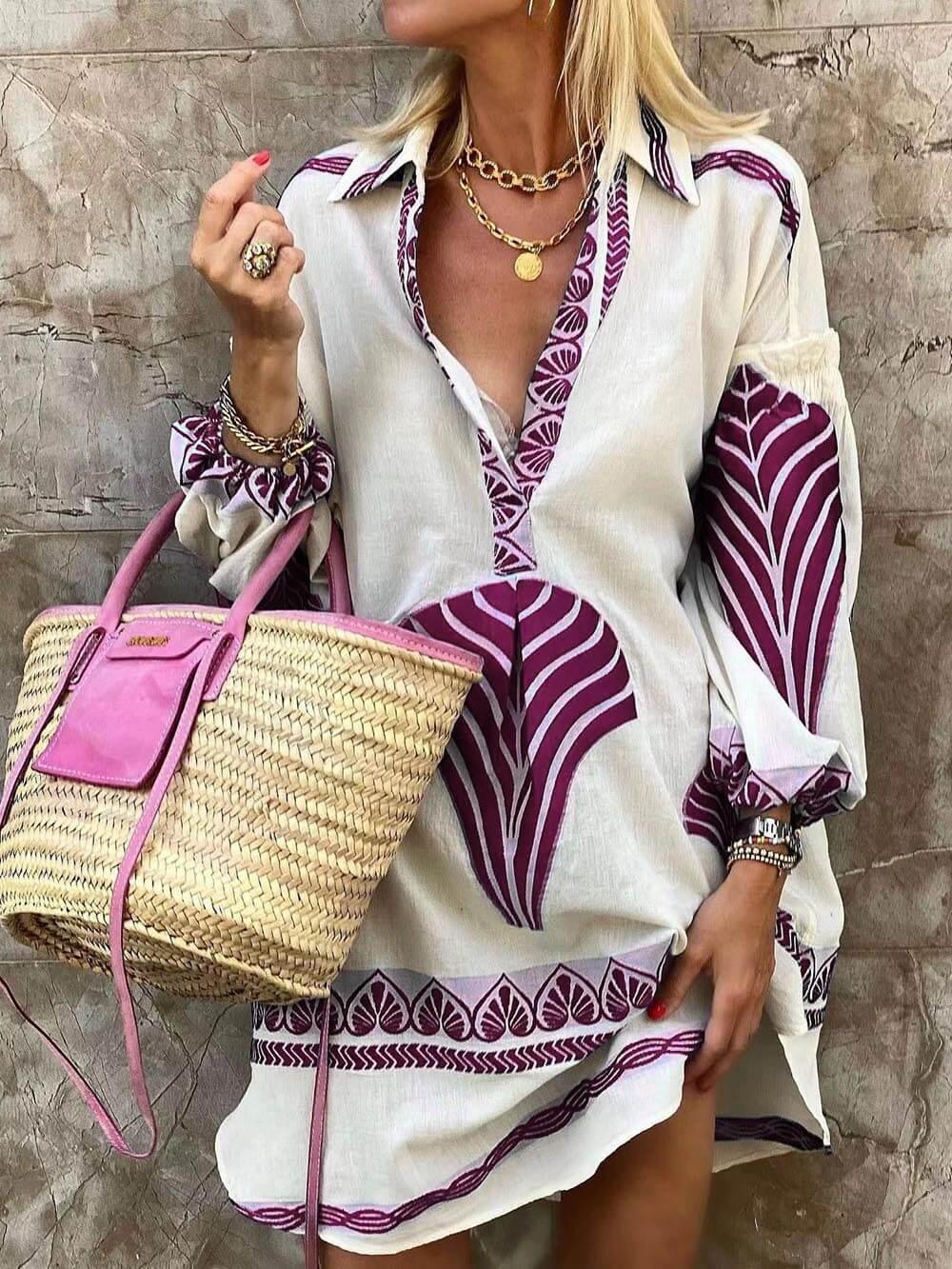 Anna-Berg | Graceful Simple Unique Print Holiday Mini Dress