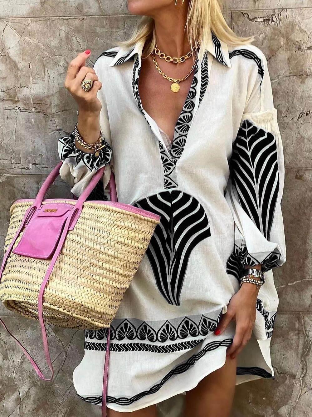 Anna-Berg | Graceful Simple Unique Print Holiday Mini Dress