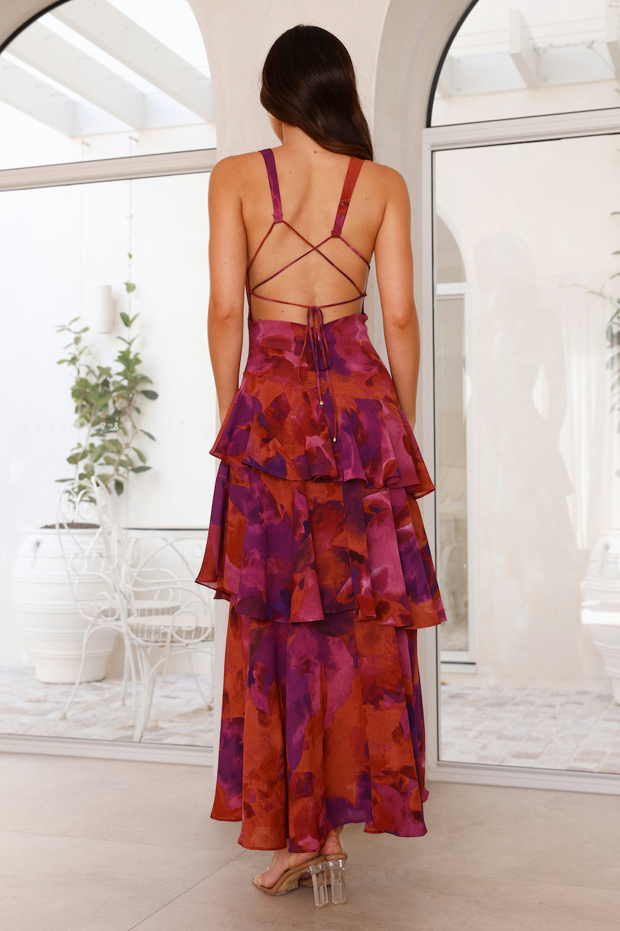 Anna-Berg | Modern Maxi Dress With A V-neck And Ruffles
