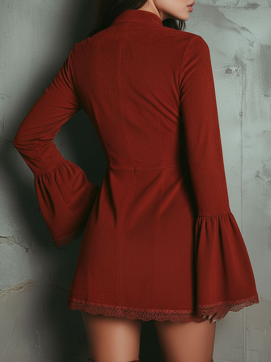 Anna-Berg | Red Lace Embroidered Evening Dress