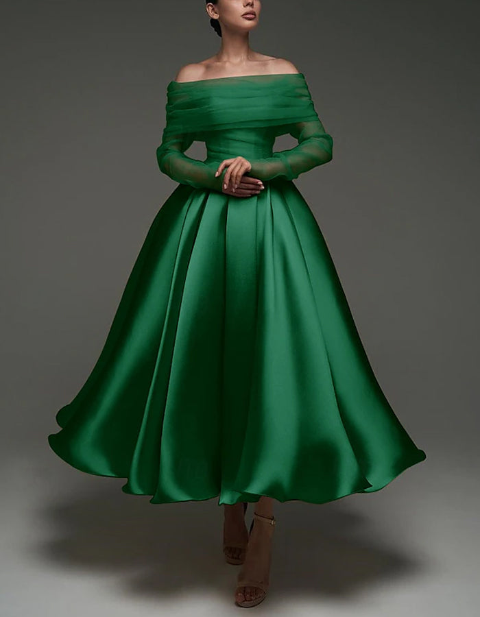 Anna-Berg | Pink Satin Strapless A-Line Shawl Dress