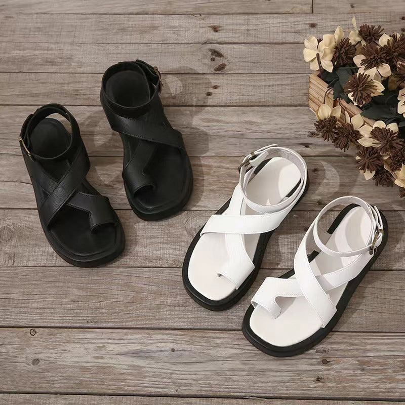 Anna-Berg | Flowing Platform Flat Buckle Sandals