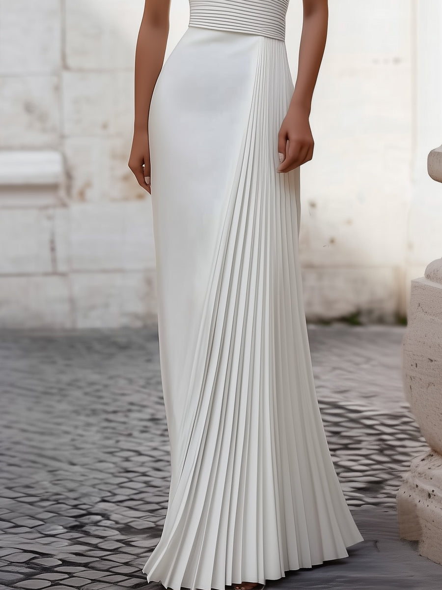 Anna-Berg | Elegant Satin Pleated Halter-Neck Evening Gown