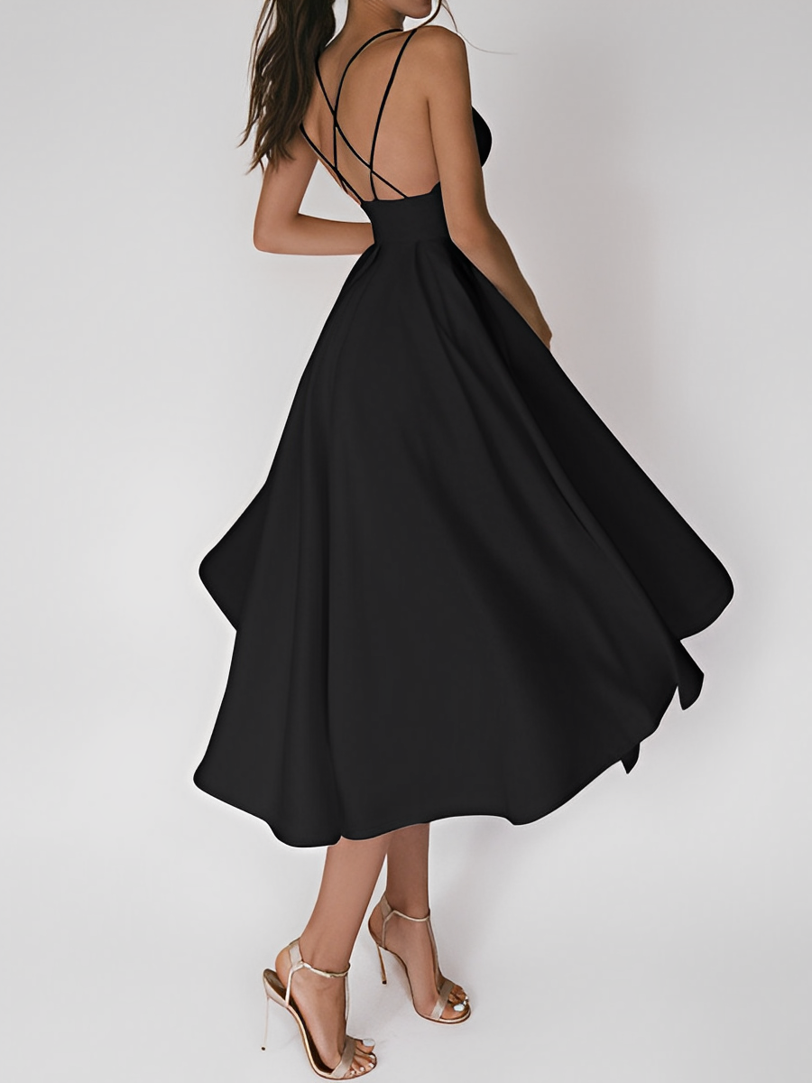 Anna-Berg | Elegant Strappy Back Midi Dress in a Flattering Cut