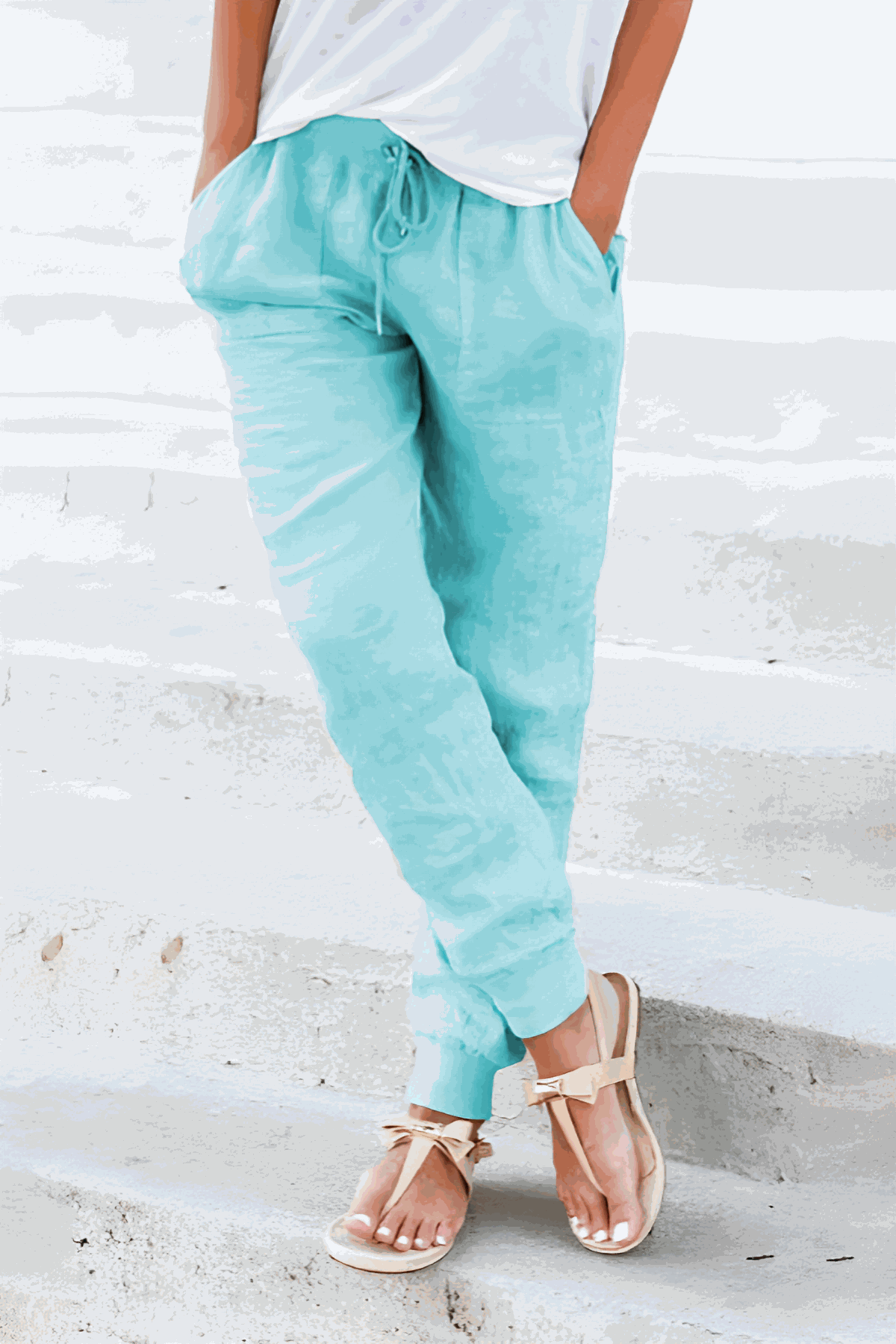 Anna-Berg | Sculpted Drawstring Jogger Pants With Elastic Ankle Cuffs