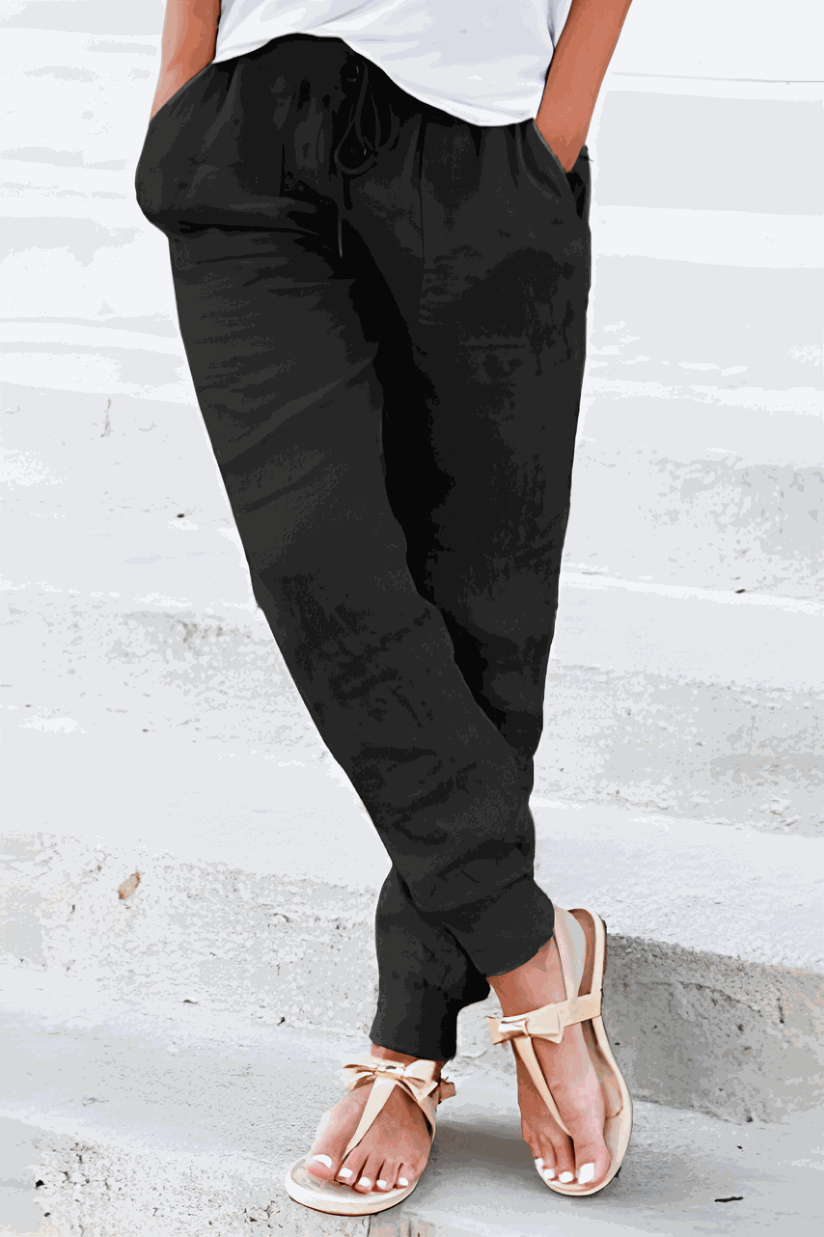 Anna-Berg | Sculpted Drawstring Jogger Pants With Elastic Ankle Cuffs