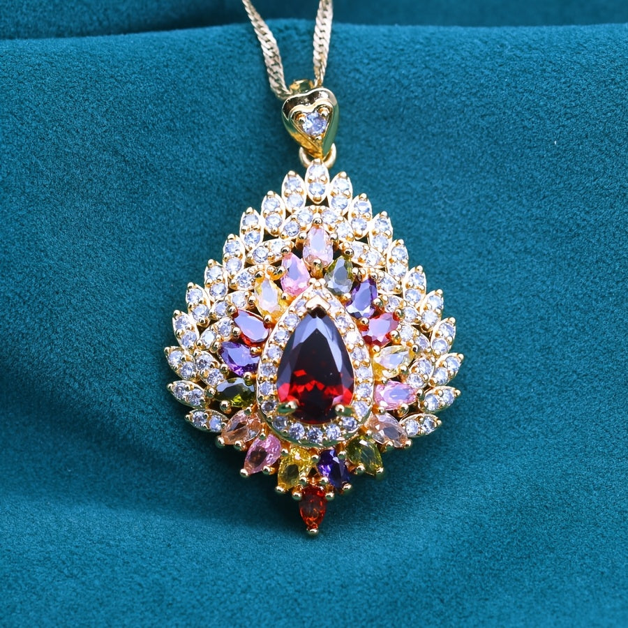 Elegant Multicolored Cubic Zirconia Pendant Necklace