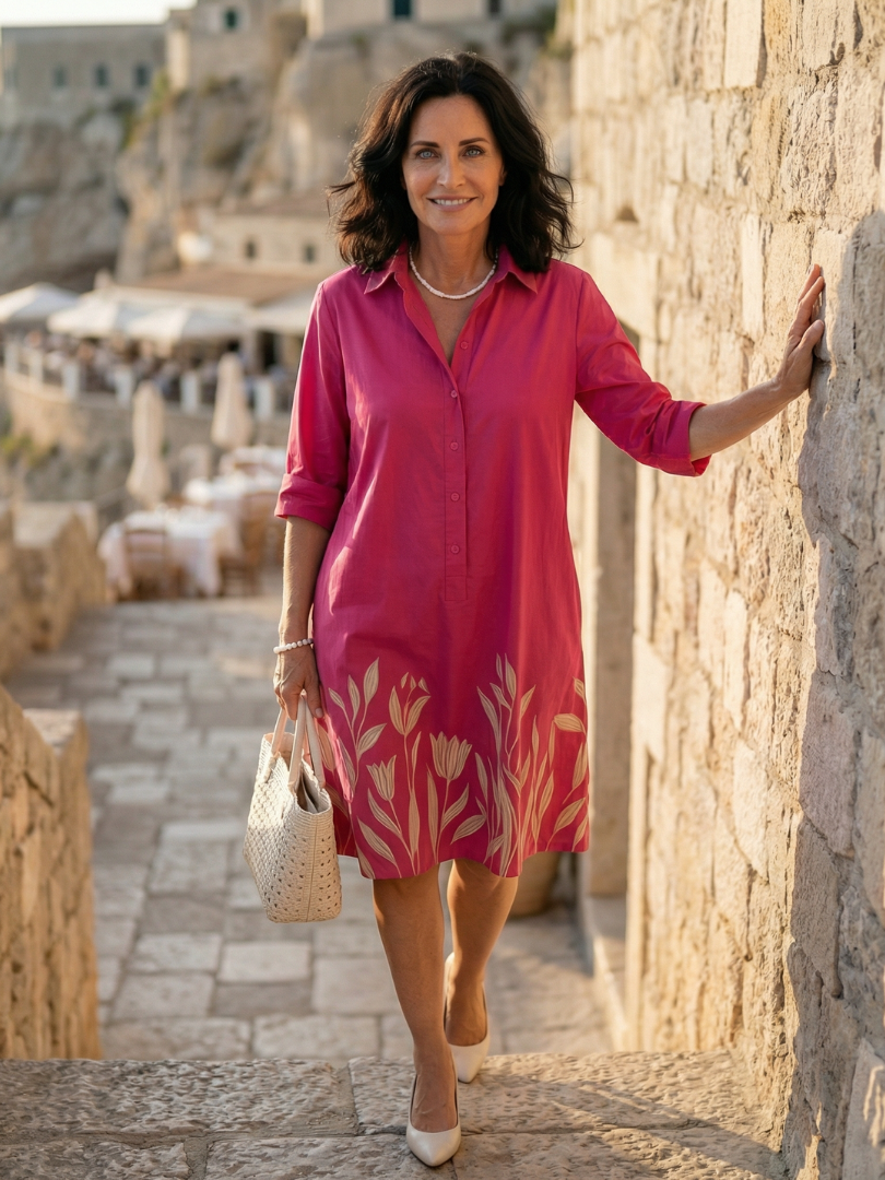 Anna-Berg | Effortless Easy Floral Trim Dress for a Polished Look