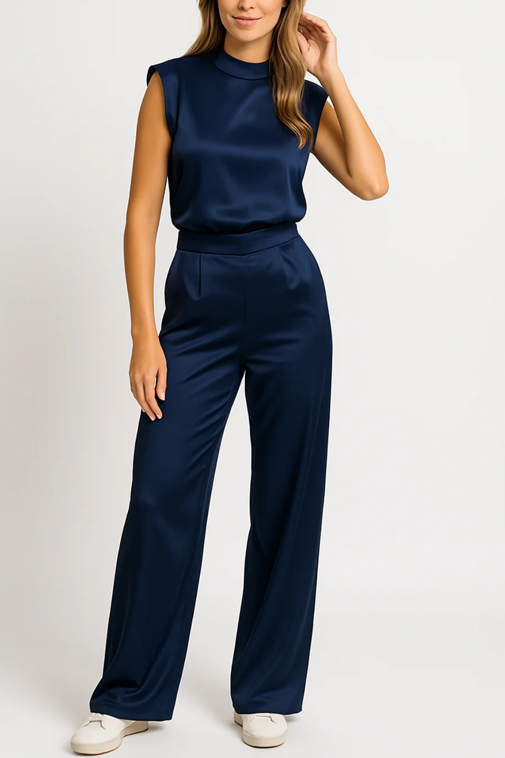 Anna-Berg | Jumpsuit - Sleeveless, High Neck, Wide Leg