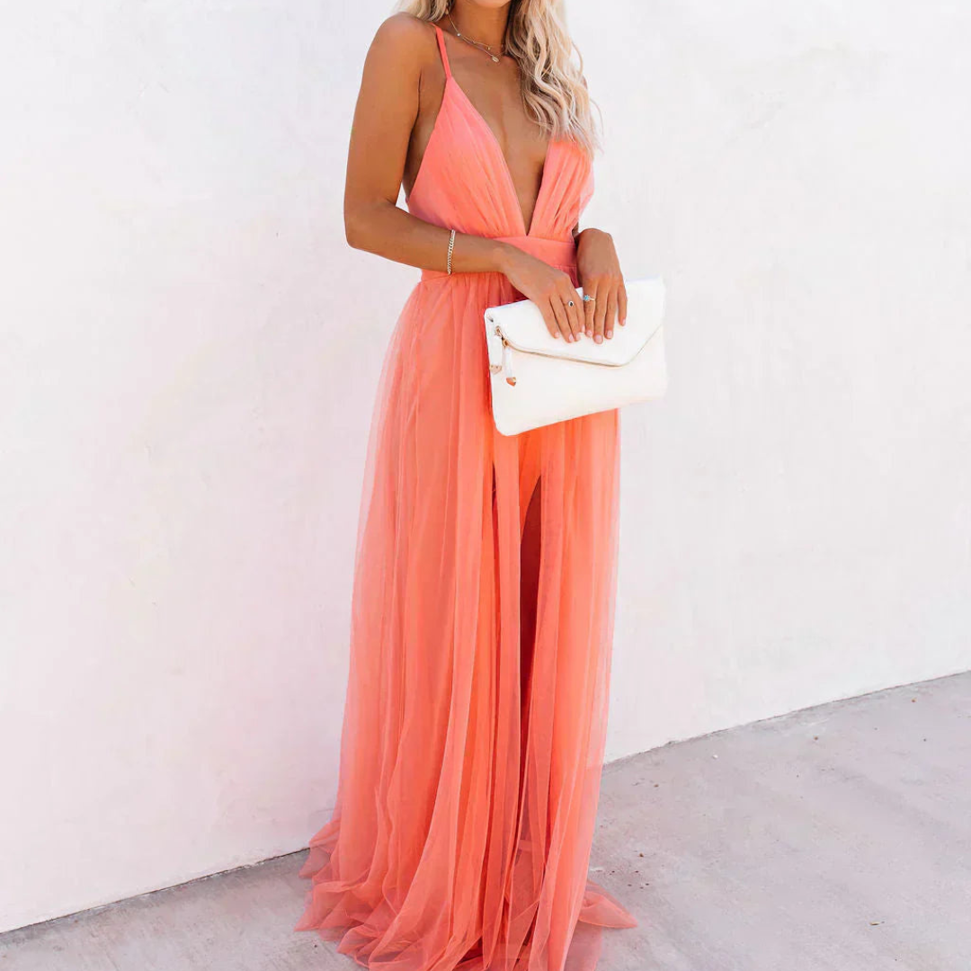 Anna-Berg | Refined Coral Light Maxi Dress Made to Turn Heads