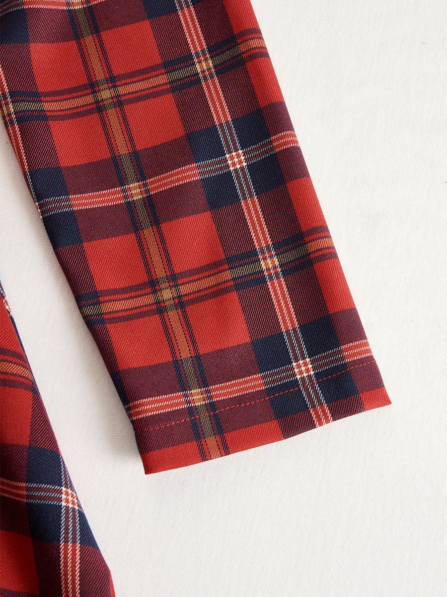 Anna-Berg | Elegant Long Sleeve Plaid Dress