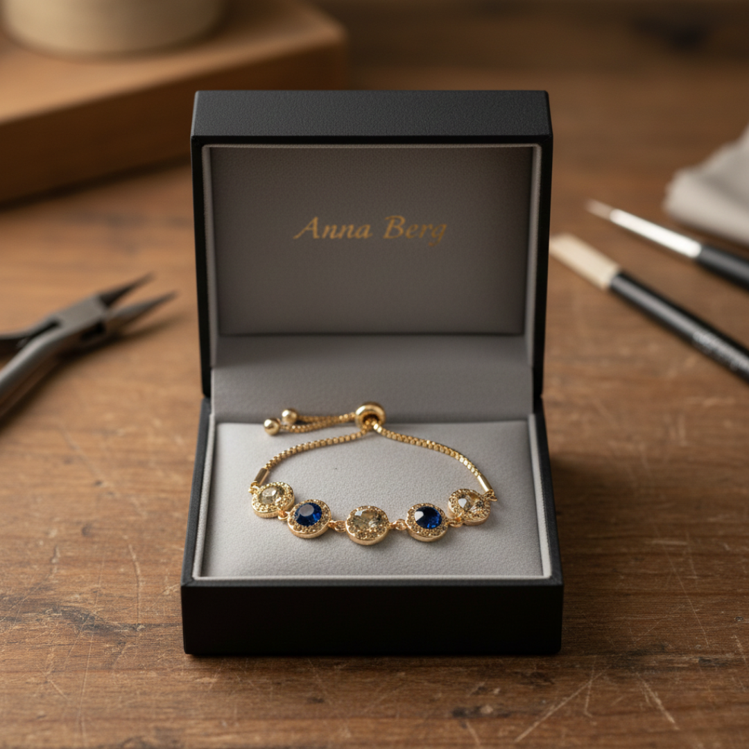 Green Crystal Bracelet in Gold