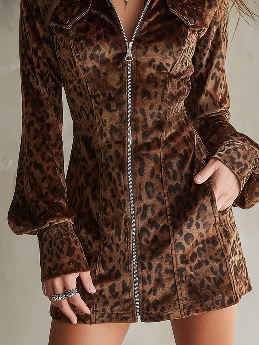 Anna-Berg | Velvet Leopard Print Evening Dress