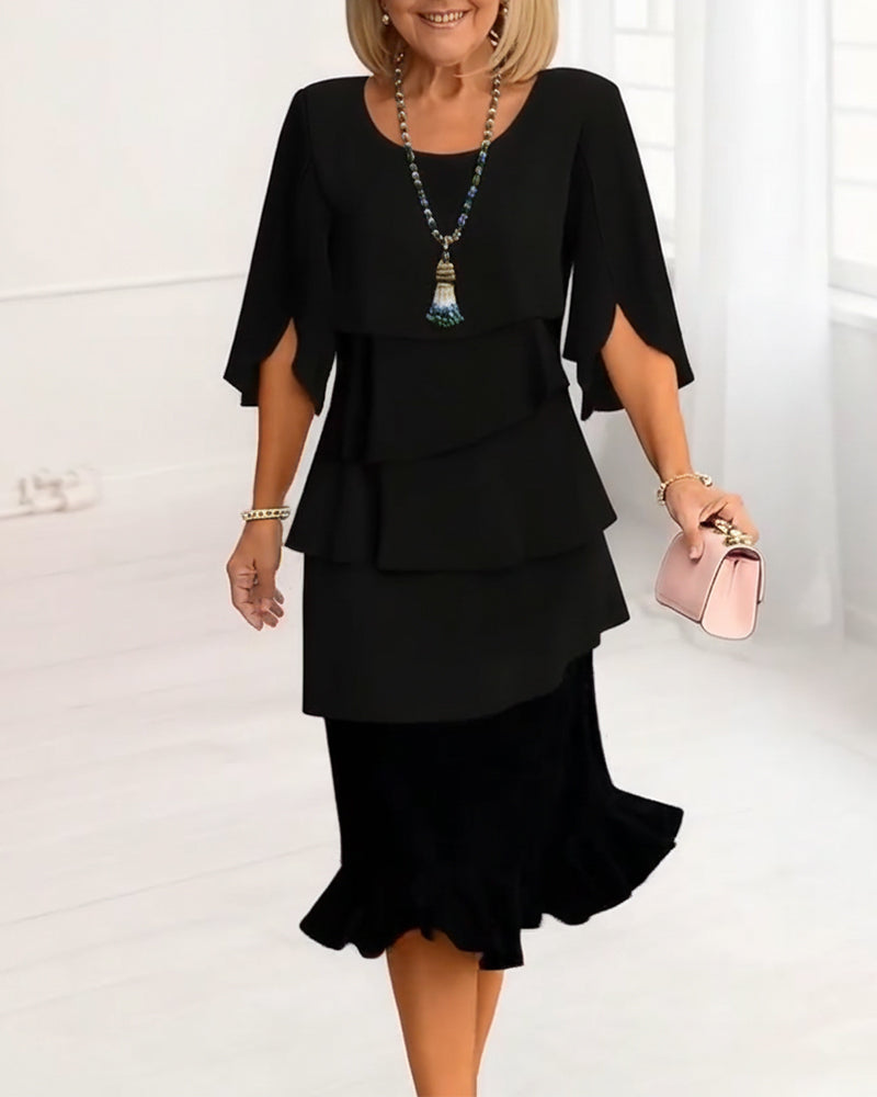 Anna-Berg | Elegant Comfort Ruffle Dress with a Timeless Finish