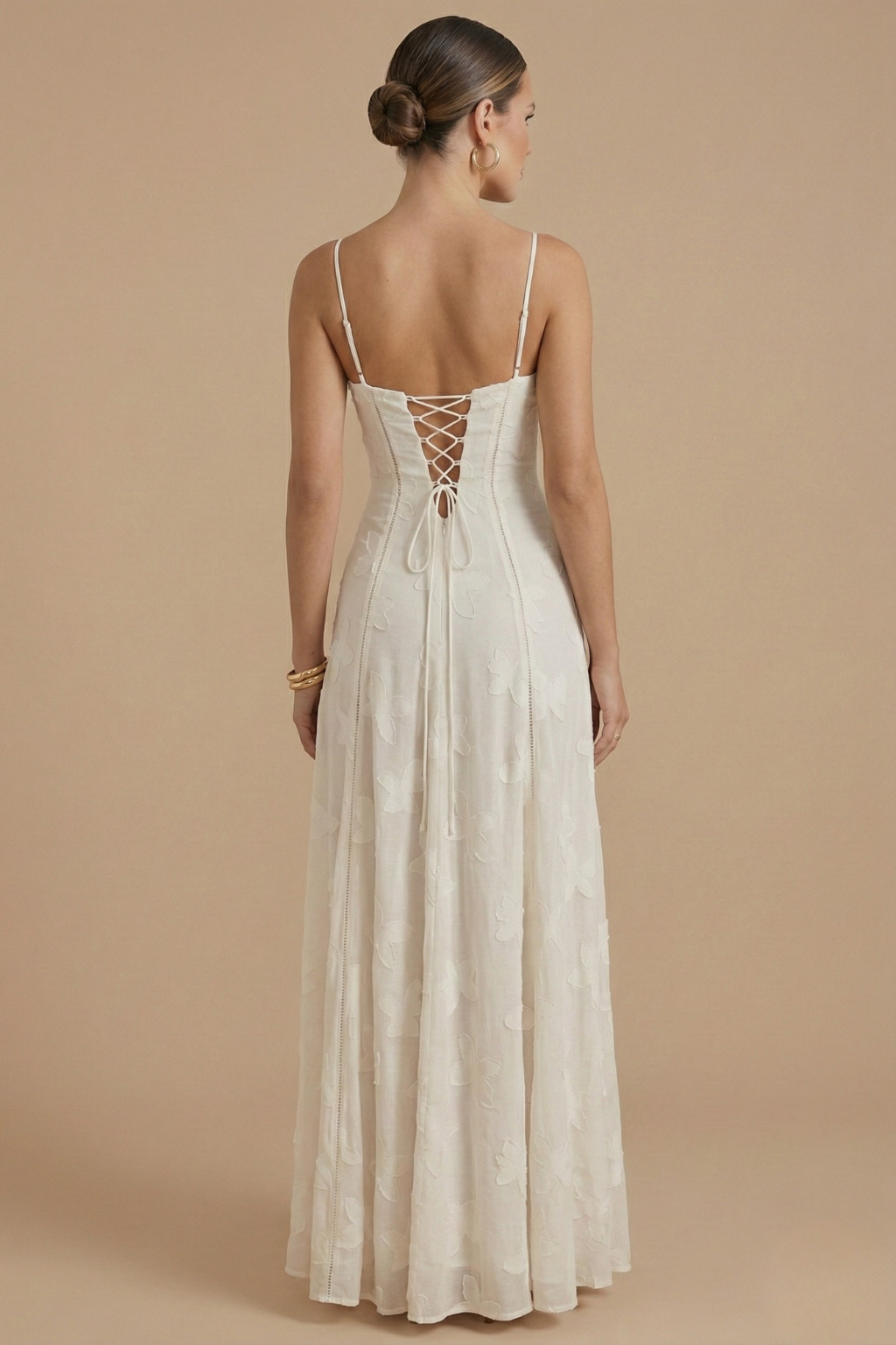 Anna-Berg | Elegant Floral Maxi Dress - Spaghetti Strap Sweetheart Neck Lace Overlay