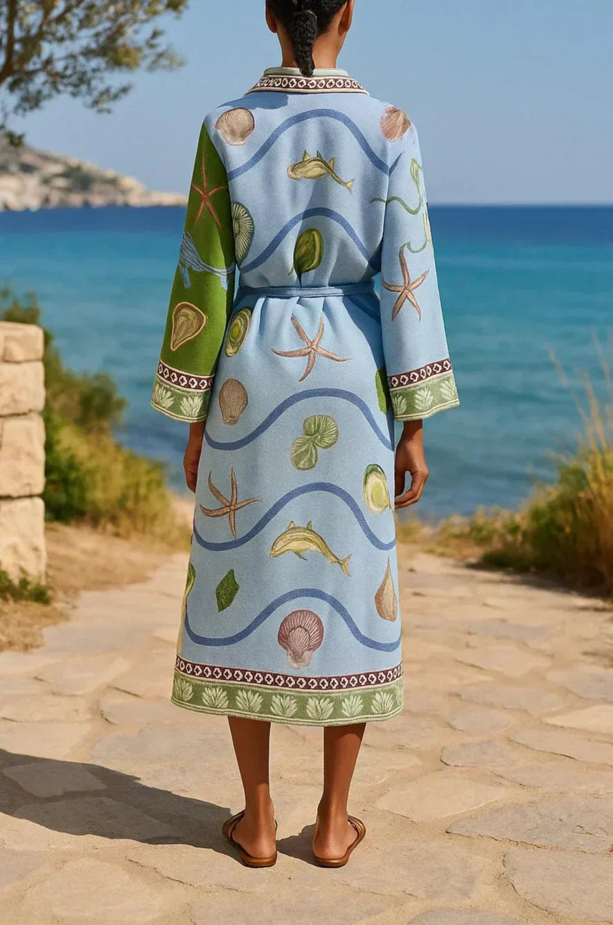 Anna-Berg | Modern Belted Printed Twill Midi Shirt Dress