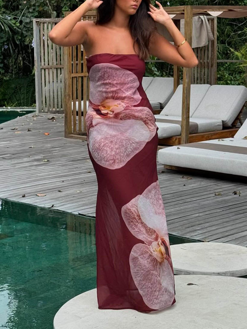 Anna-Berg | Elegant Phalaenopsis Print Wrap Dress