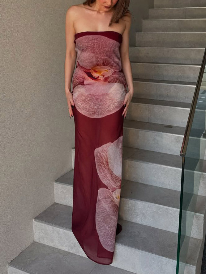 Anna-Berg | Elegant Phalaenopsis Print Wrap Dress