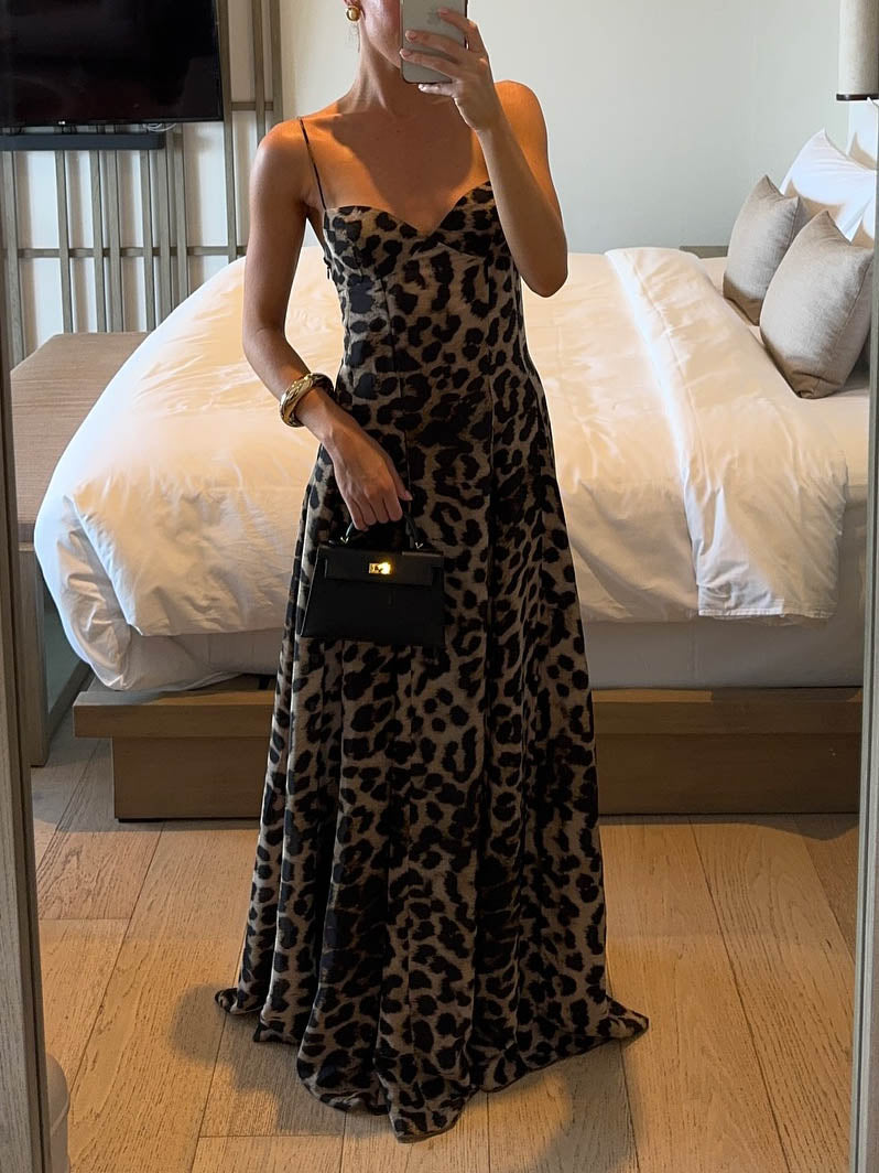 Anna-Berg | Elegant Statement Strappy Leopard Print Dress